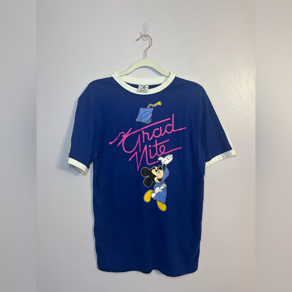 Authentic Vintage Disney Parks Grad Nite Blue T-Shirt Top Size Small